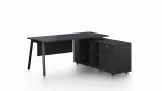 Pure Black Office Desk with Lockable Side Return - Large