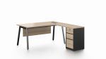 Desk with Side Pedestal - Light Oak and Pure Black (1600 mm)