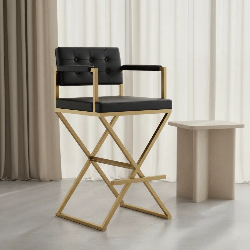 Director Black Gold Steel Barstool Counter Stools| TOV