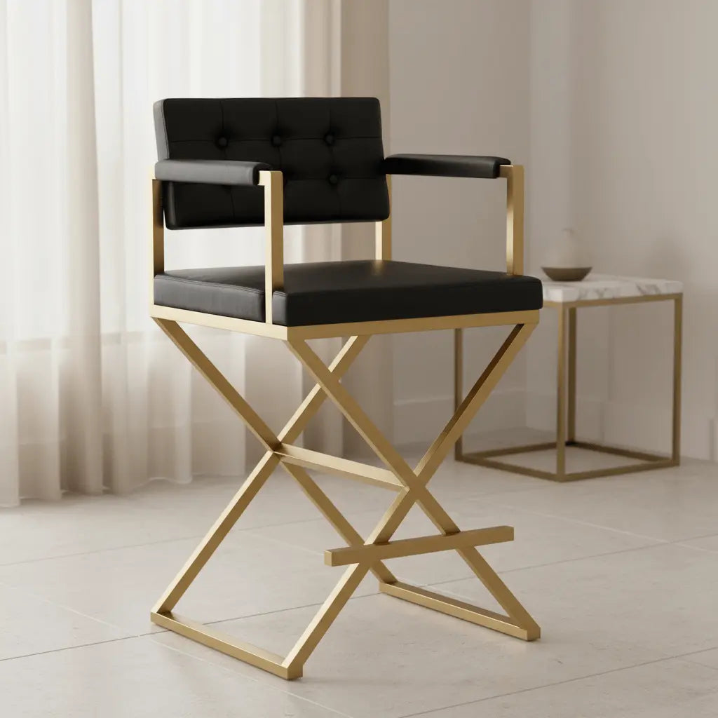 Director Black Gold Steel Counter Stool Counter Stools| TOV