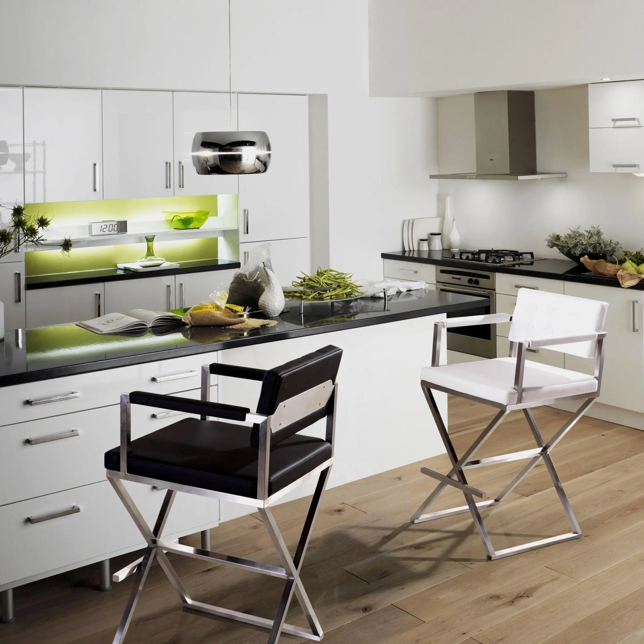 Director Black Performance Vegan Leather and Stainless Steel Counter Stool Stools| TOV