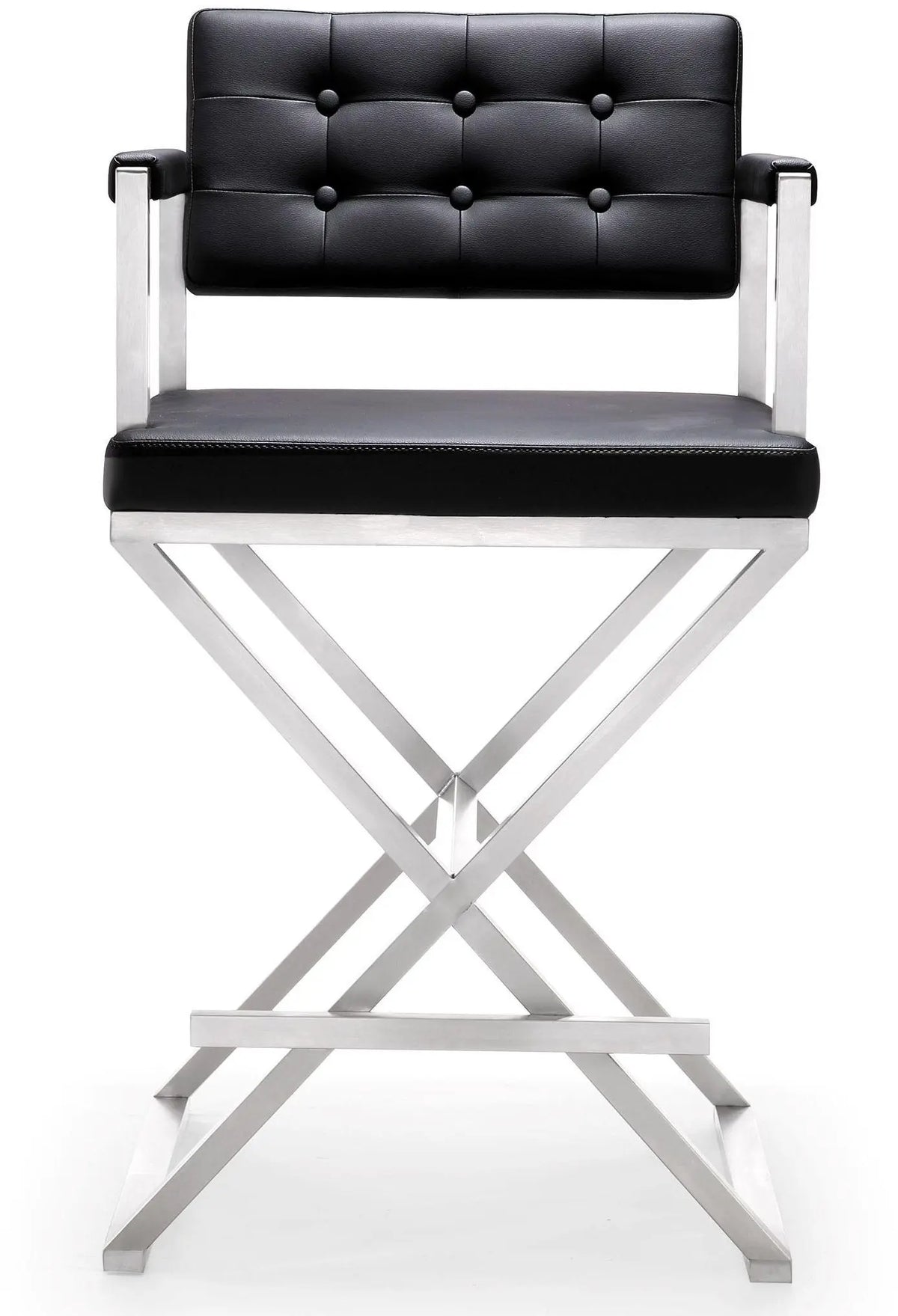 Director Black Performance Vegan Leather and Stainless Steel Counter Stool Stools| TOV