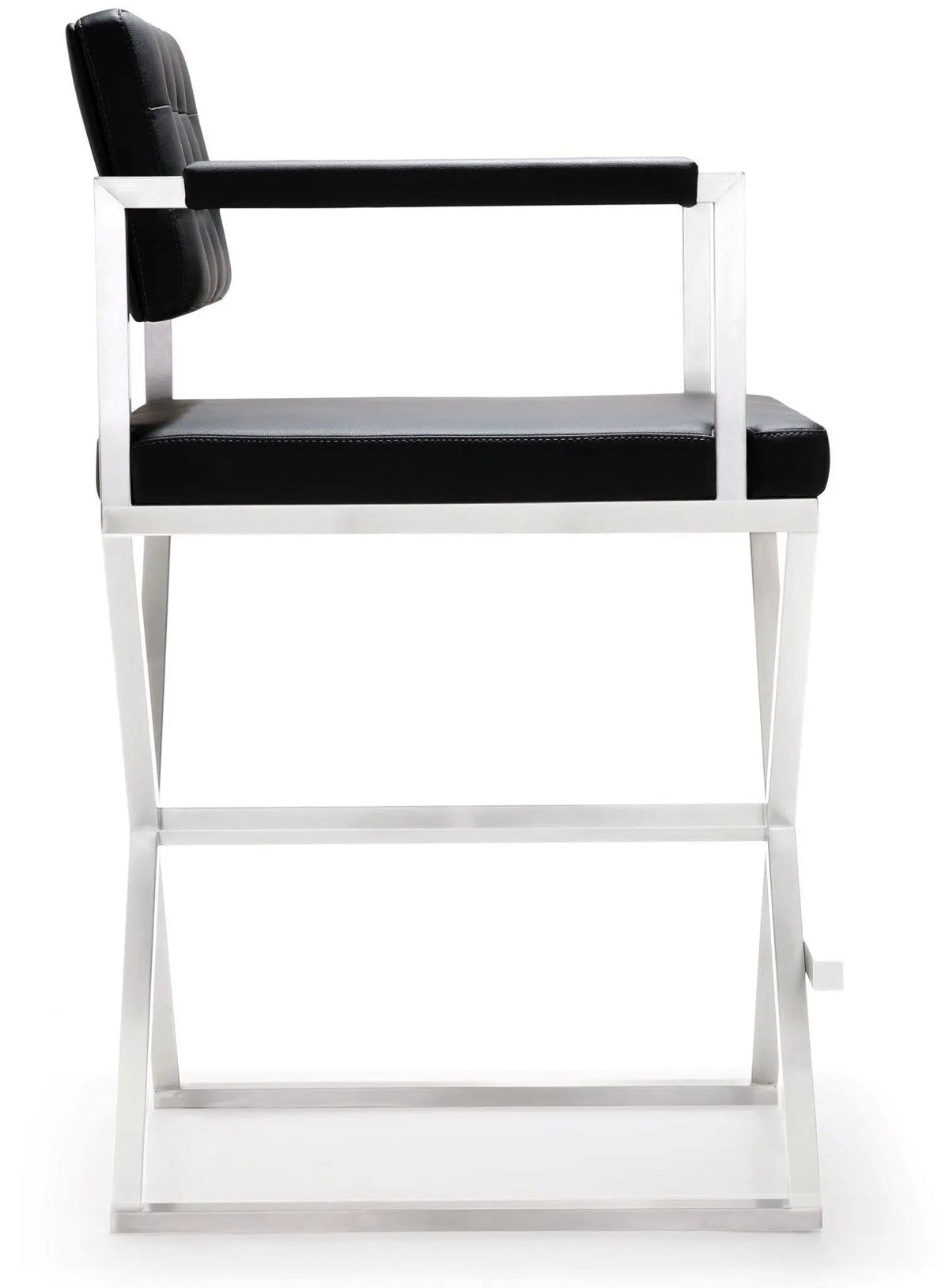 Director Black Performance Vegan Leather and Stainless Steel Counter Stool Stools| TOV