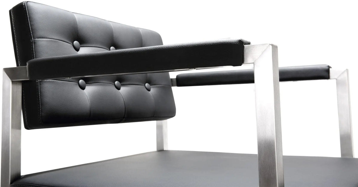 Director Black Performance Vegan Leather and Stainless Steel Counter Stool Stools| TOV