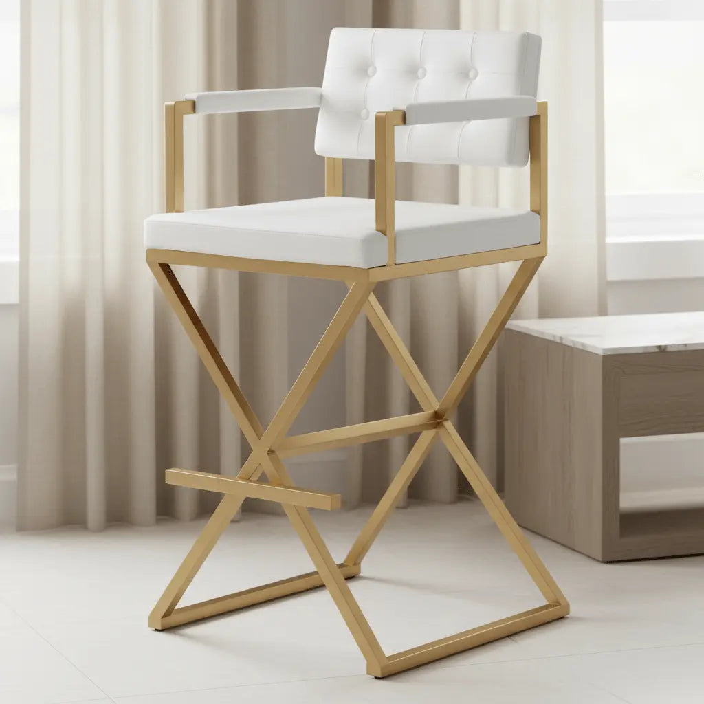 Director White Gold Steel Barstool Counter Stools| TOV