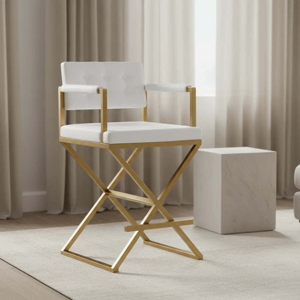 Director White Gold Steel Counter Stool Counter Stools| TOV