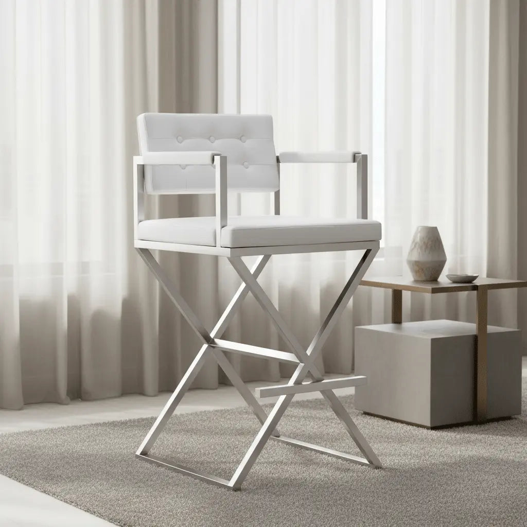 Director White Steel Barstool Counter Stools| TOV
