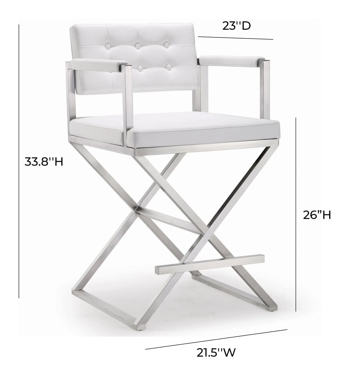 Director White Steel Counter Stool Counter Stools| TOV