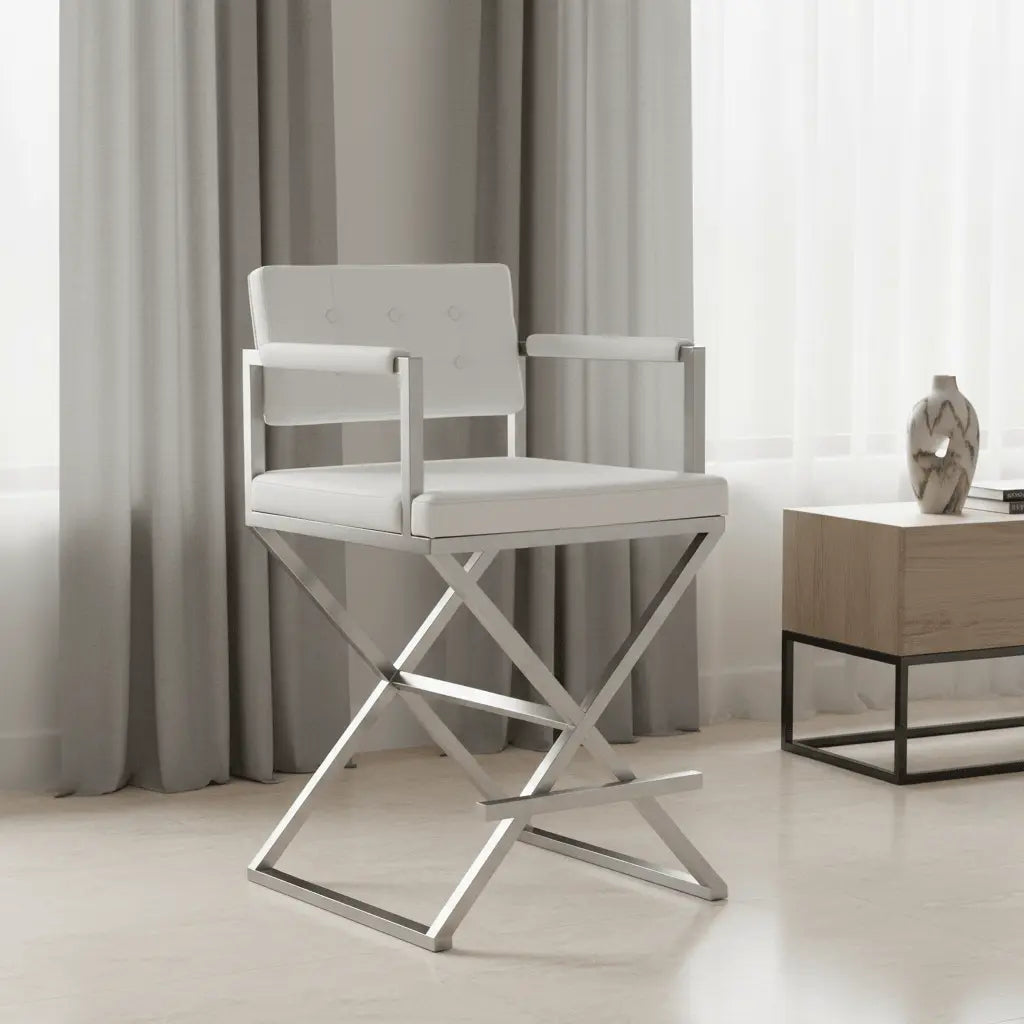Director White Steel Counter Stool Counter Stools| TOV