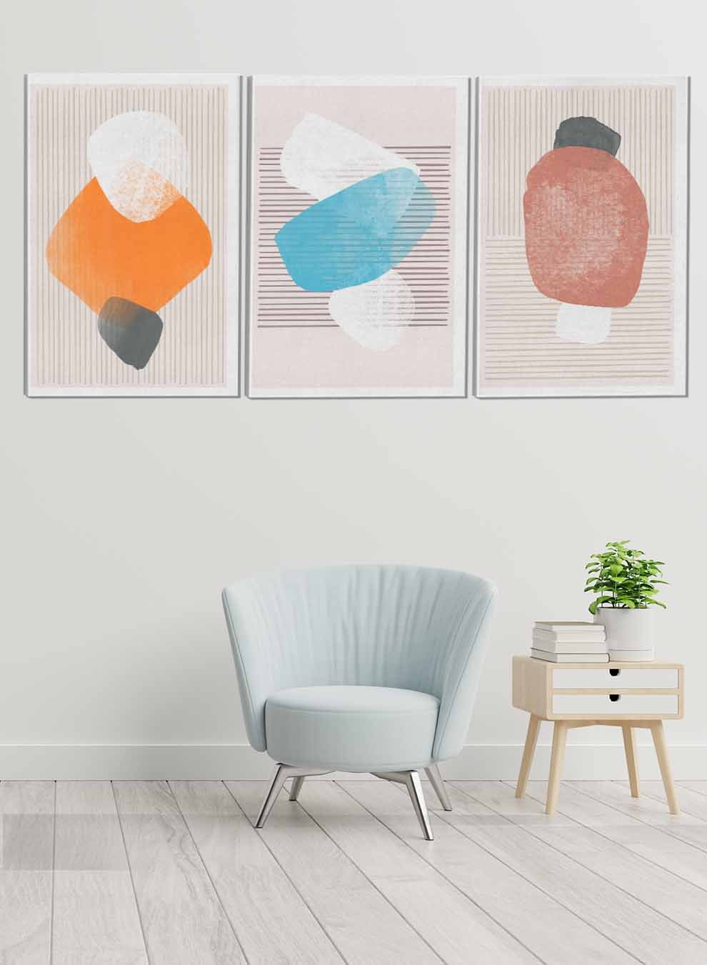 Doodles Vector Shapes Abstract Paintings(set of 3) Paintings & Pictures| LOWHA
