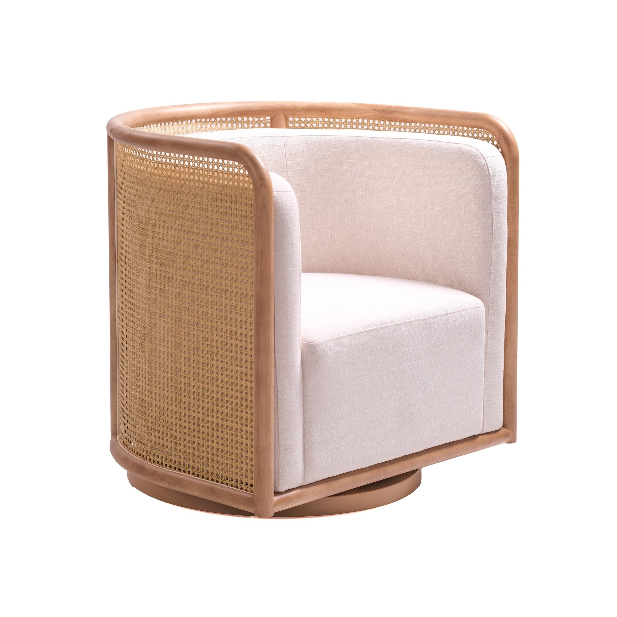 Dove White Rattan Swivel Accent Chair Chairs| Roots Furniture