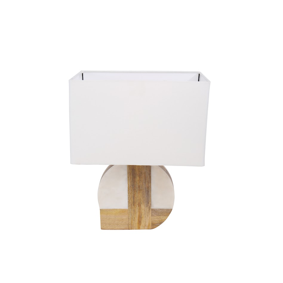 Selene Wood & Marble Table Lamp - 33cm
