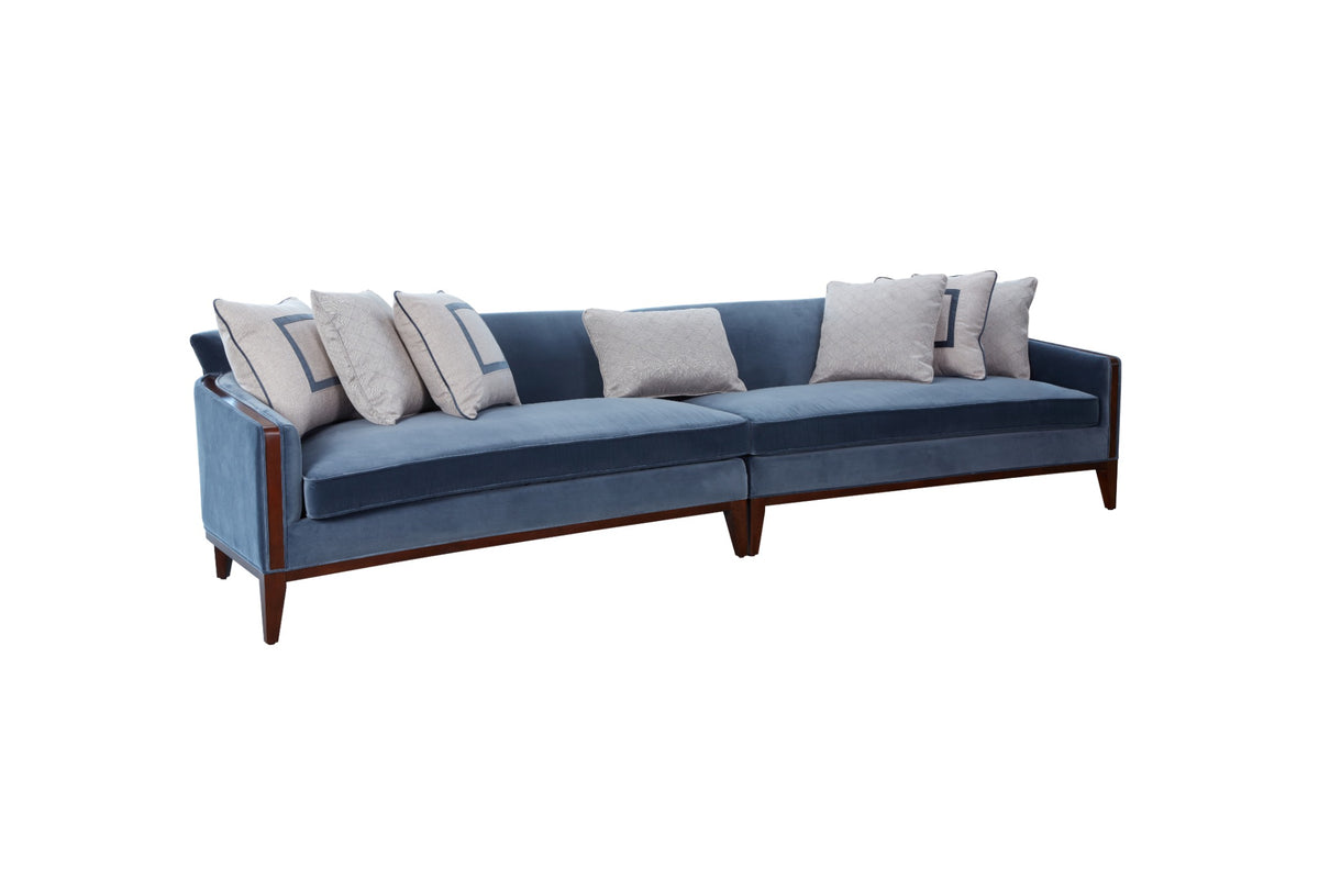 AlReem Blue Velvet Sofa 340cm