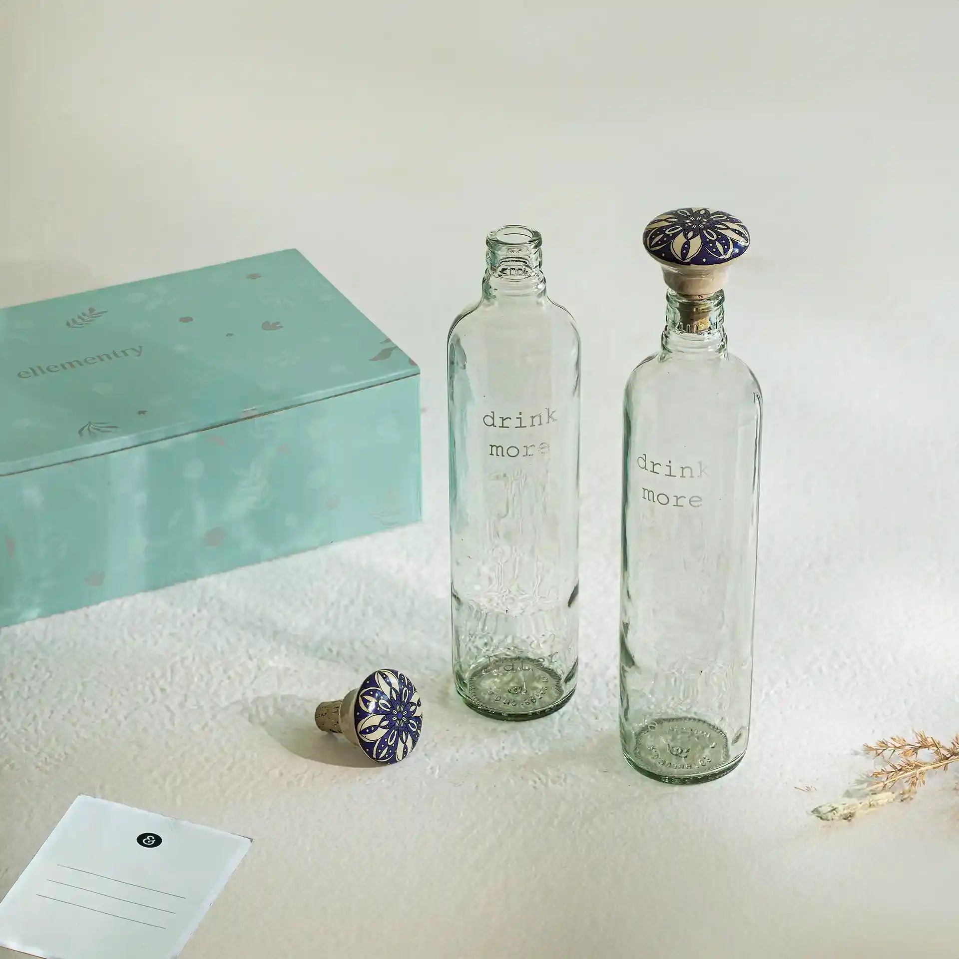 Drink More Glass Water Bottle Set of Two Bottles & Containers| Roots Furniture