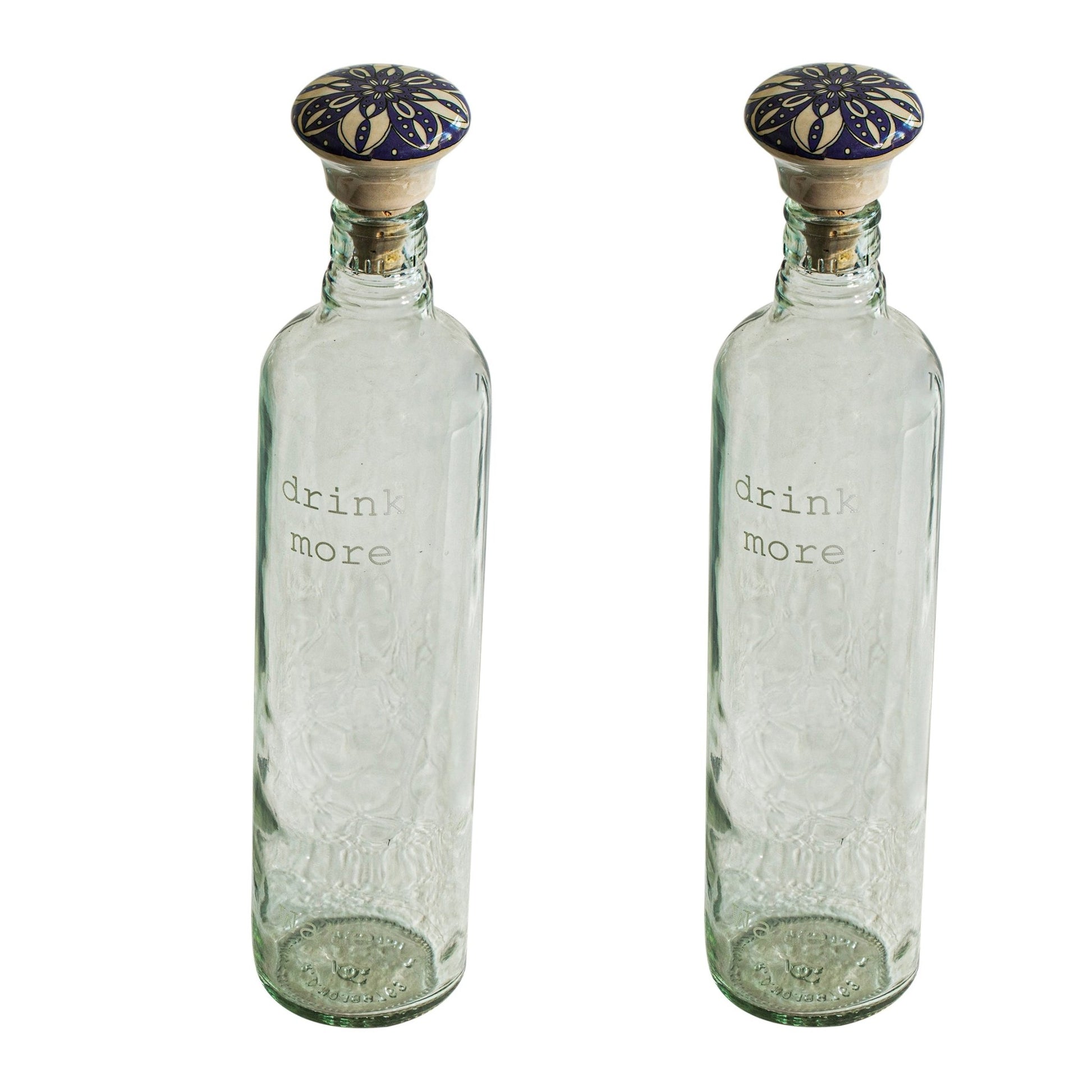 Drink More Glass Water Bottle Set of Two Bottles & Containers| Roots Furniture
