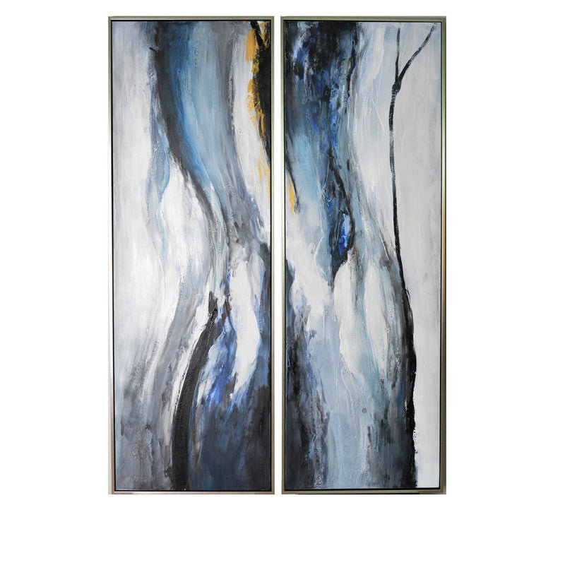 Dual Vertical Space Blue Wall Painting Canvas Wall Art| Crestview