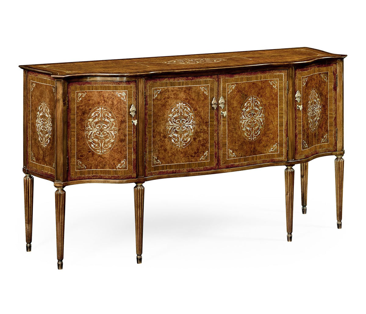 Duchess Collection - Burl and mother of pearl inlaid serpentine sideboard Cabinets & Chests| Jonathan Charles