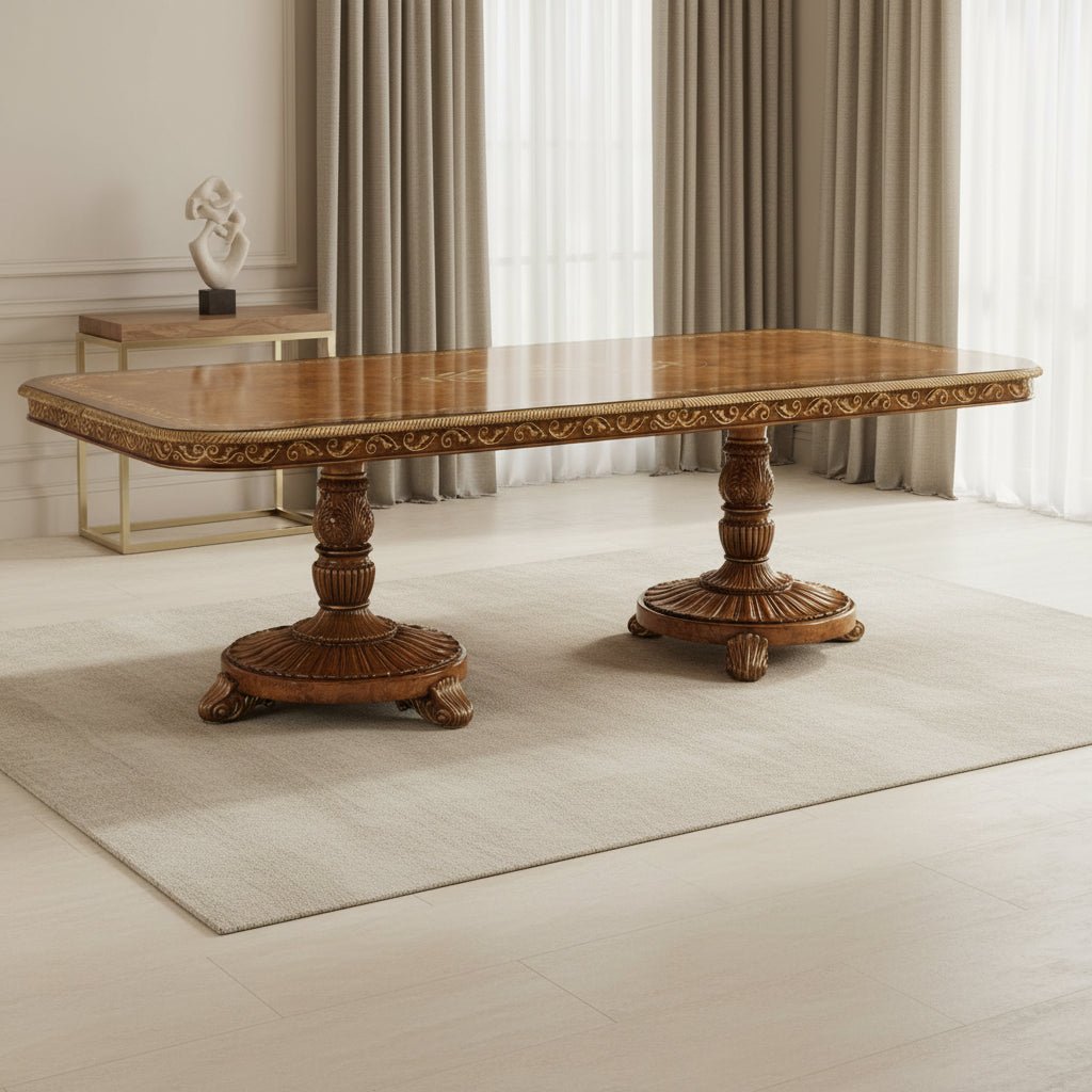 Duchess Collection - Burl & mother of pearl 94 1/2" rectangular dining table Dining Tables| Jonathan Charles