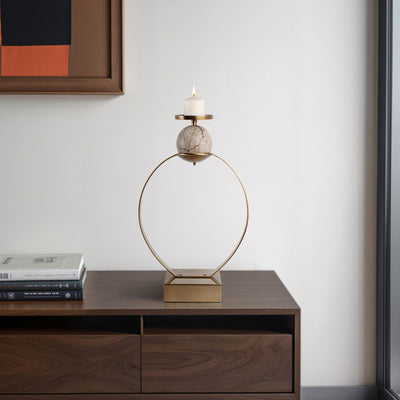 durant Smal Candle Holder W/marble Sphere - Al Rugaib Furniture