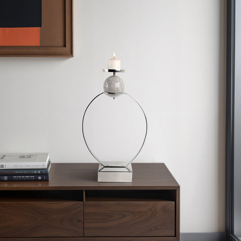 durant Smal Candle Holder W/marble Sphere - Al Rugaib Furniture
