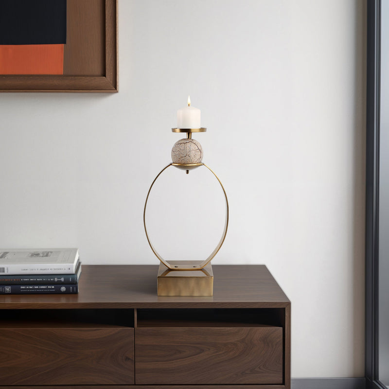 durant Smal Candle Holder W/marble Sphere - Al Rugaib Furniture