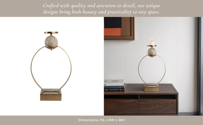 durant Smal Candle Holder W/marble Sphere - Al Rugaib Furniture