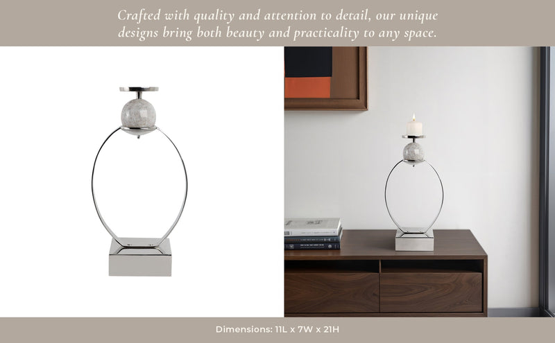 durant Smal Candle Holder W/marble Sphere - Al Rugaib Furniture