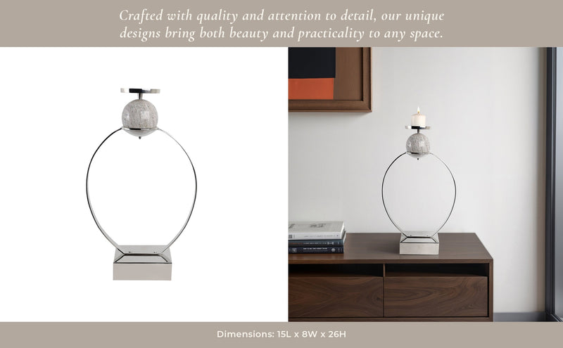 durant Smal Candle Holder W/marble Sphere - Al Rugaib Furniture