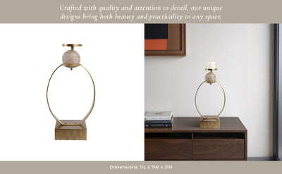 durant Smal Candle Holder W/marble Sphere - Al Rugaib Furniture