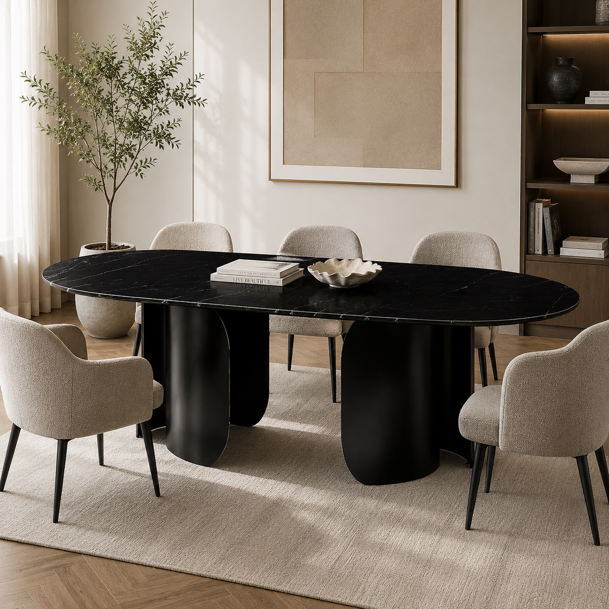 Twirl Black Dining Table-300 Cm