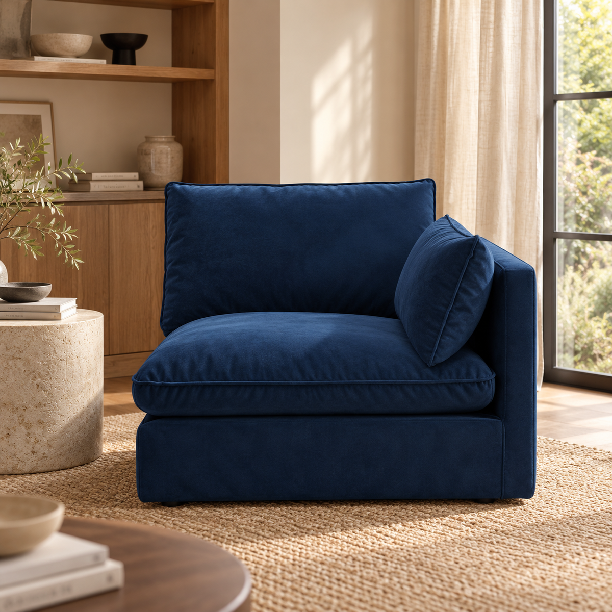 Bologna Navy 1.5 Seater With Right Arm