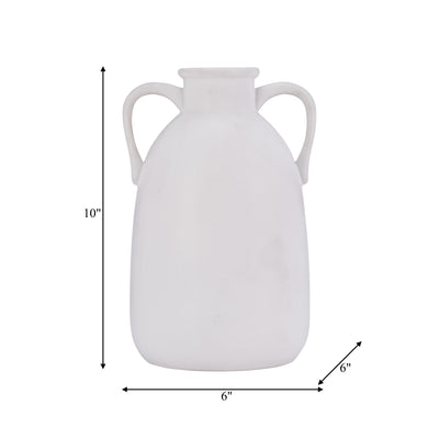Cer, 10H Eared Vase, White