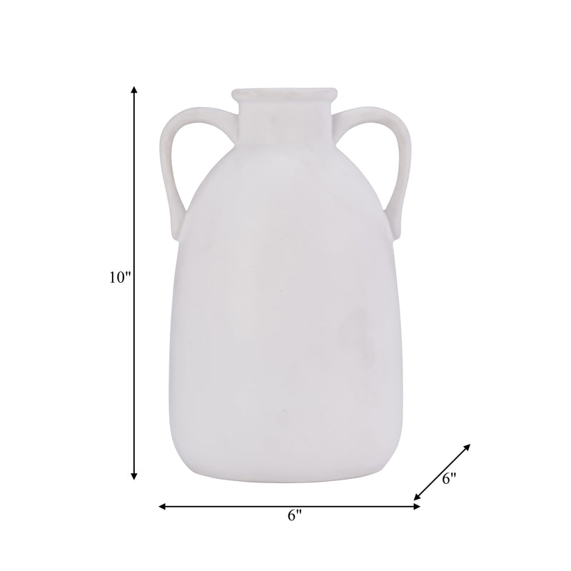 Cer, 10H Eared Vase, White