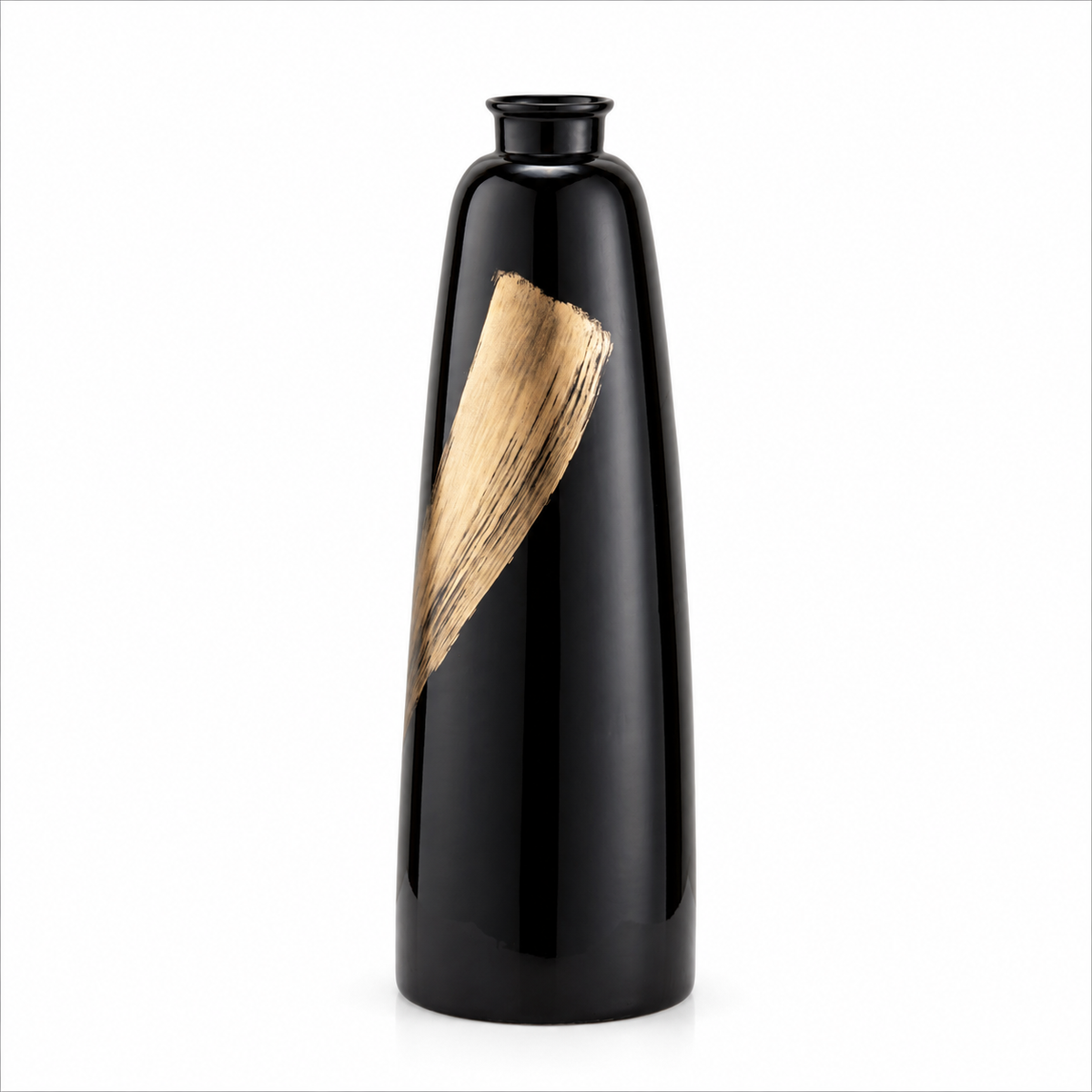 GLASS, 29" 2-TONE VASE, BLACK/GOLD