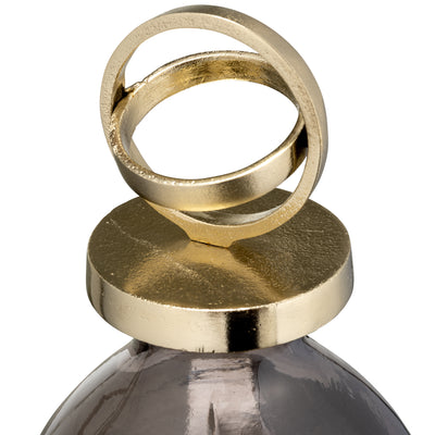 GLASS,22,BOTTLE W/SPHERE LID,WHITE/GOLD