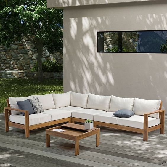 Royal | 2-Piece White Outdoor Seating Set - 250x350x70cm Seating with 90x60x32cm Table