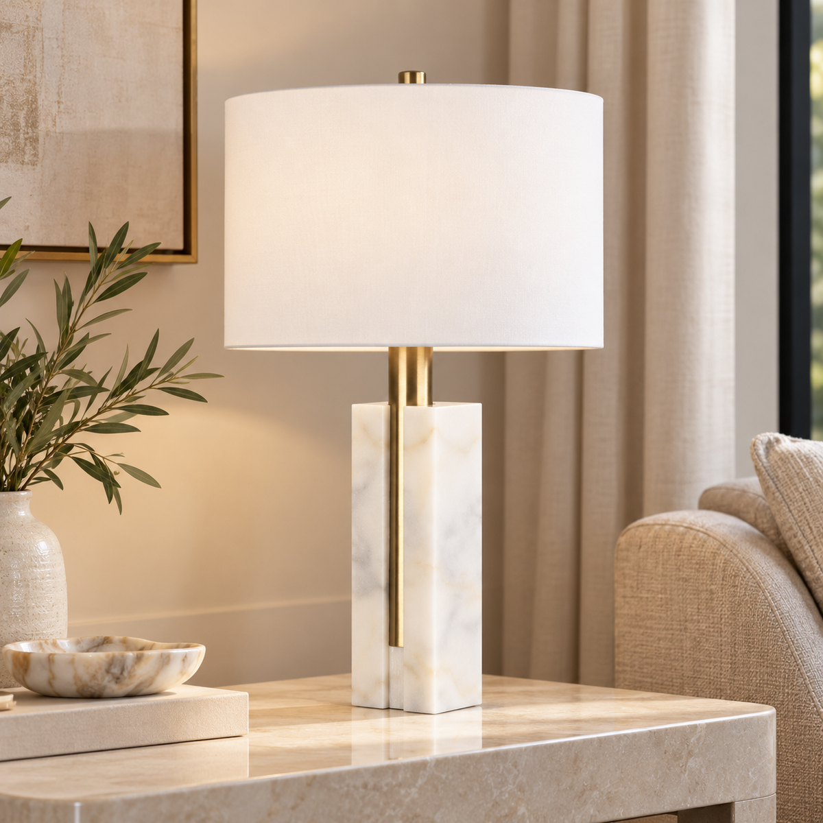 27.5" RAWLINS MARBLE BASE TABLE LAMP
