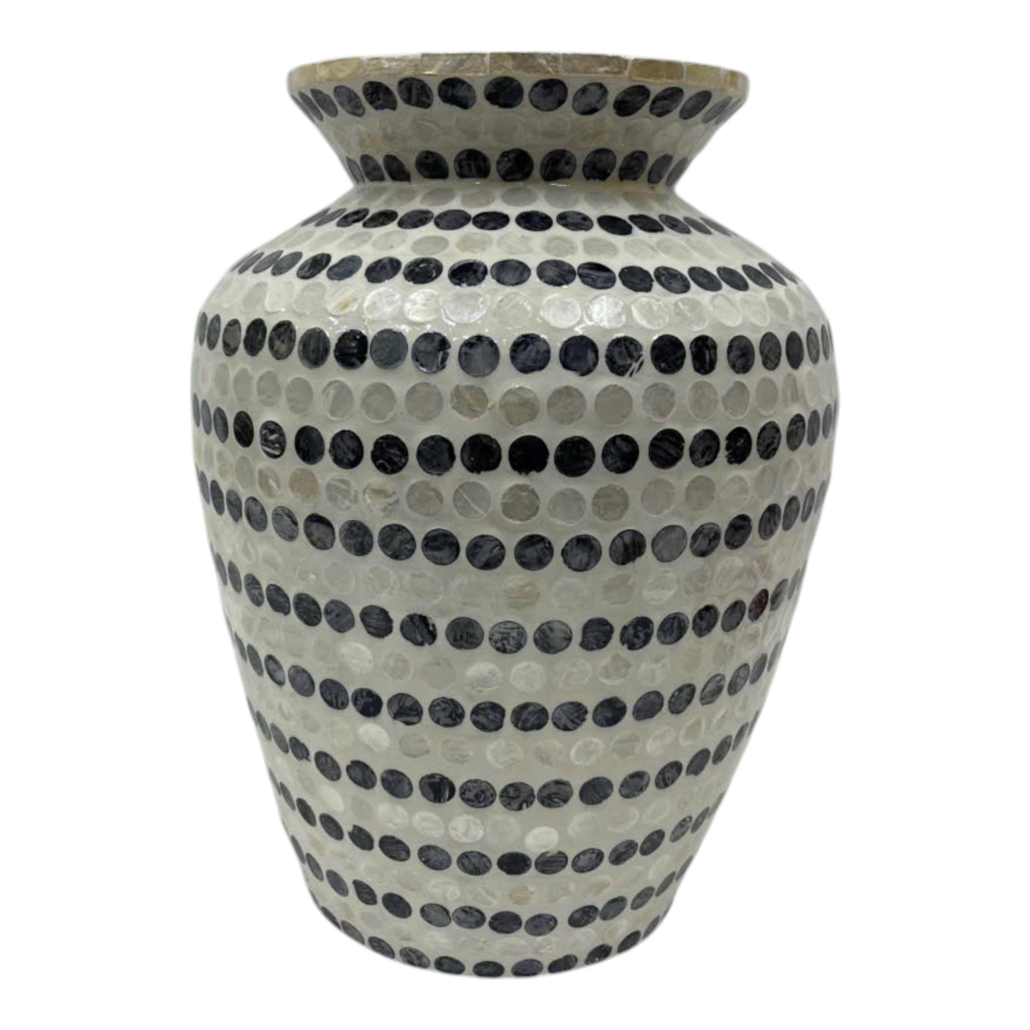 وعاء Capiz Dots، عاجي / أزرق Capiz Dots Vase, Ivory/blue