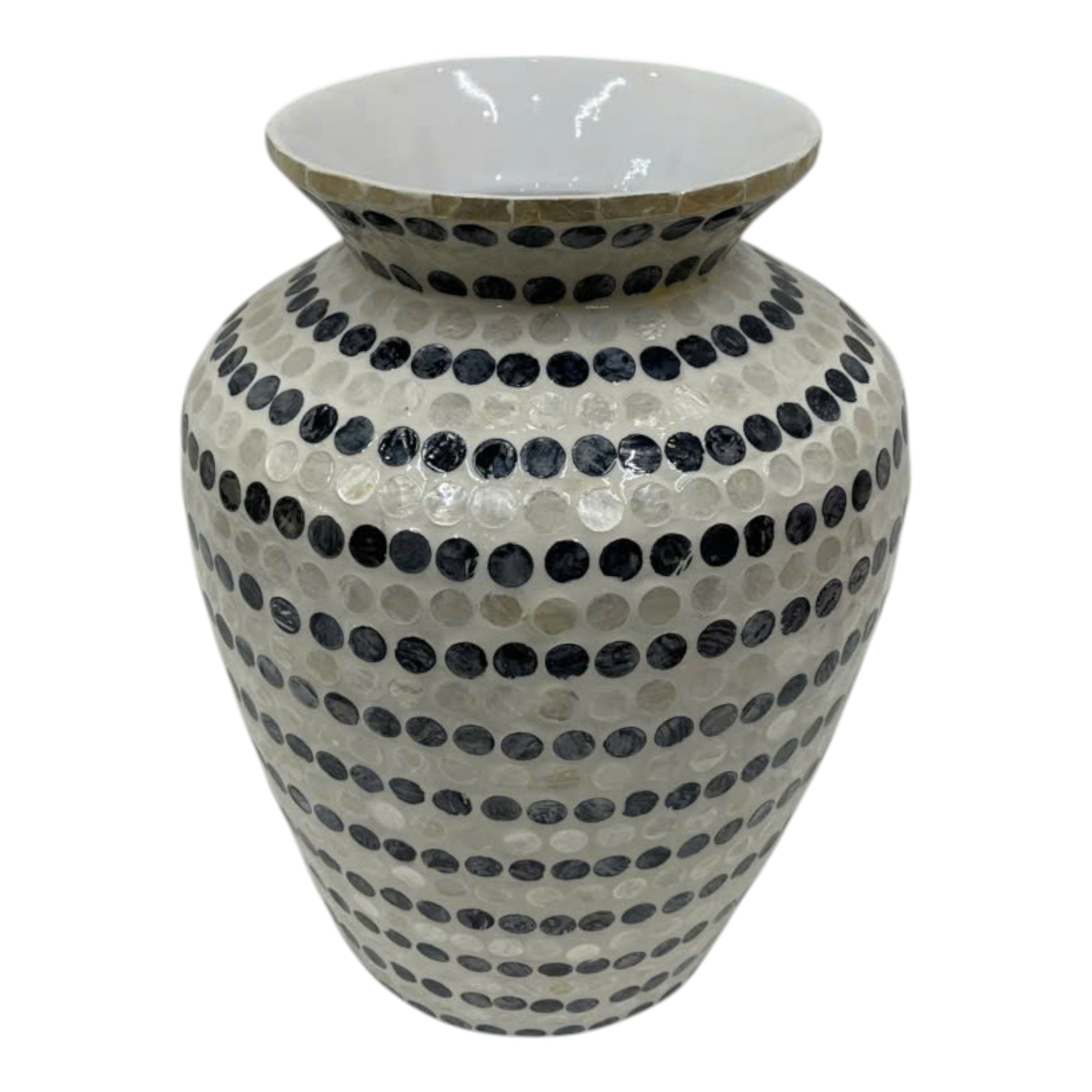 وعاء Capiz Dots، عاجي / أزرق Capiz Dots Vase, Ivory/blue