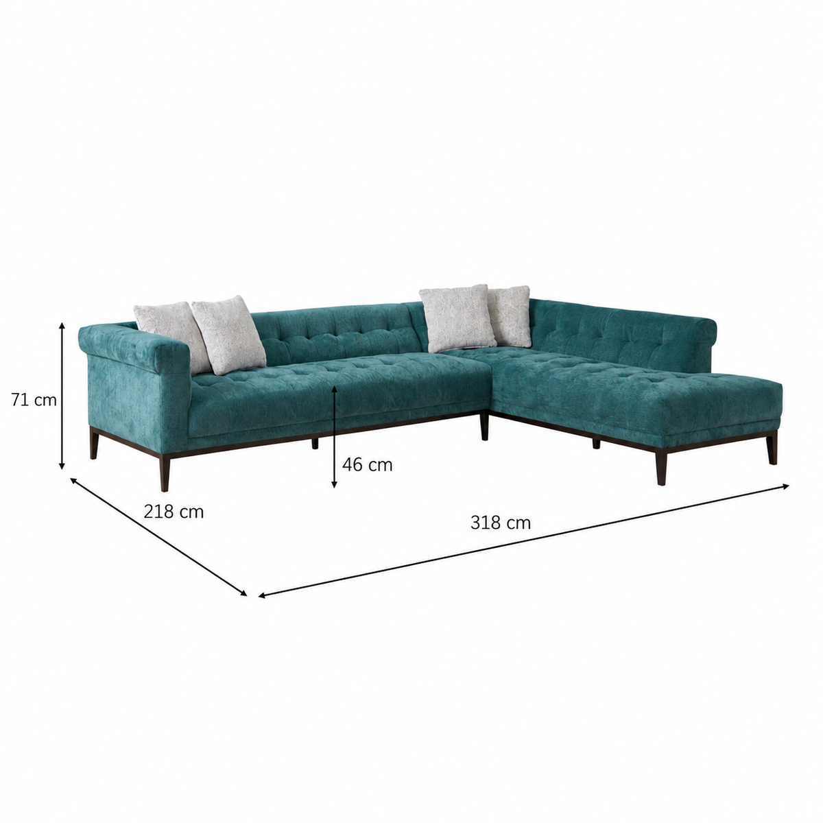 Agate Deep Teal Right Chaise Sectional