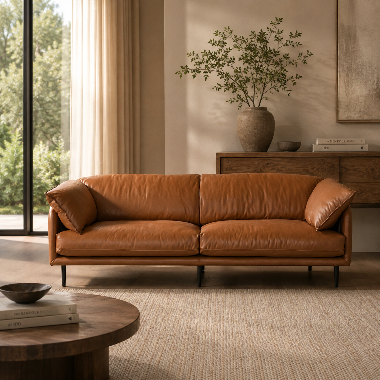 Ahad Camel Leather Sofa