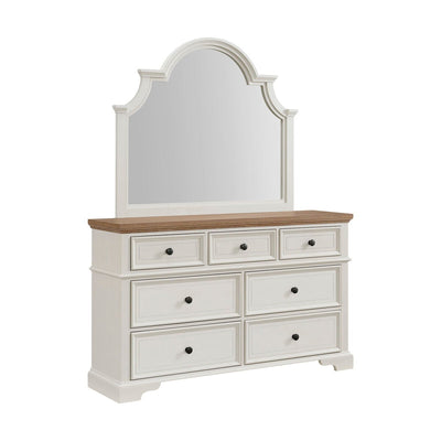 Eastwood Youth Dresser and Mirror Set in Brown and Off - White - Al Rugaib Furniture
