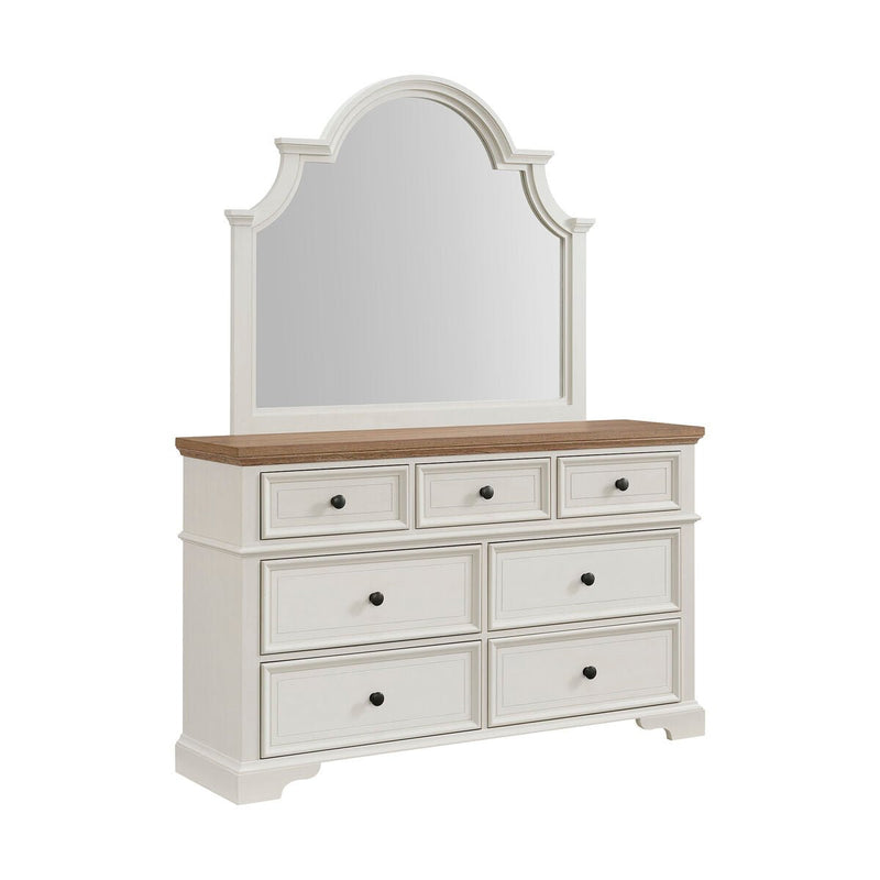 Eastwood Youth Dresser and Mirror Set in Brown and Off - White - Al Rugaib Furniture