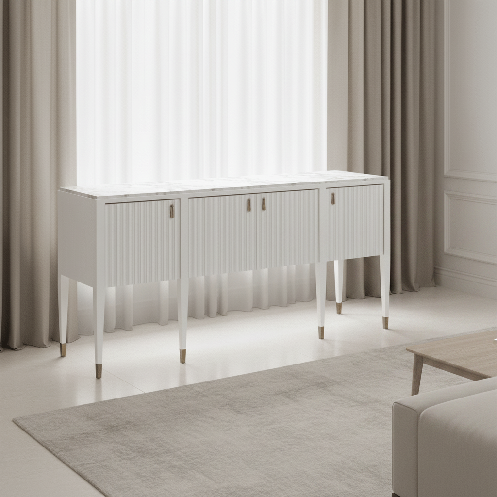 Eave - Sideboard/stone top-Uplft White Cabinets & Chests| A.R.T. Furniture
