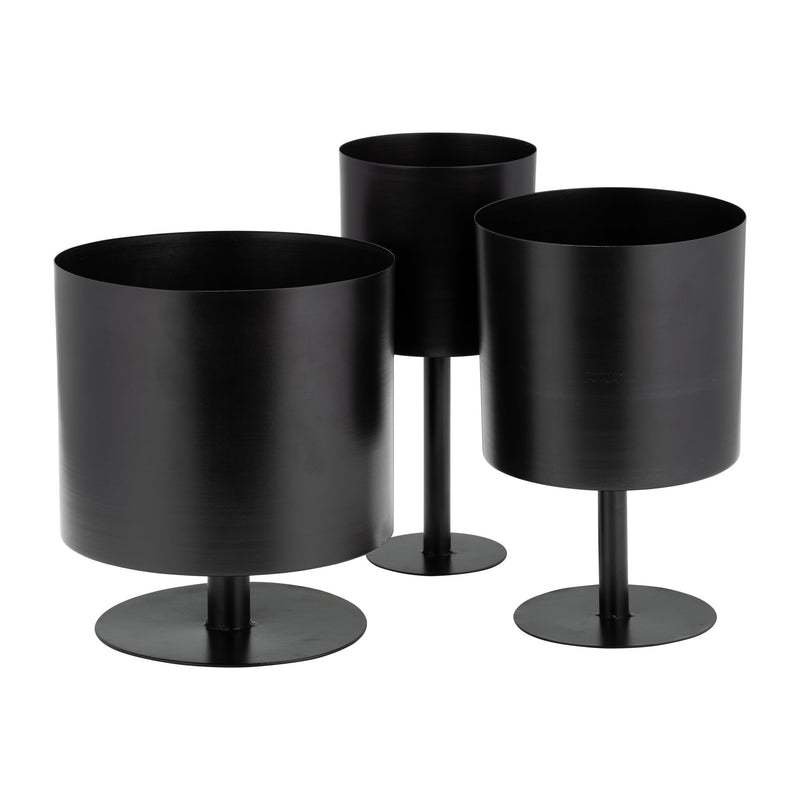 Ec Metal,6",flat Round Base Planter,black - Al Rugaib Furniture