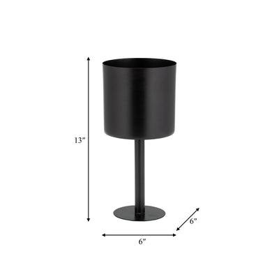 Ec Metal,6",flat Round Base Planter,black - Al Rugaib Furniture