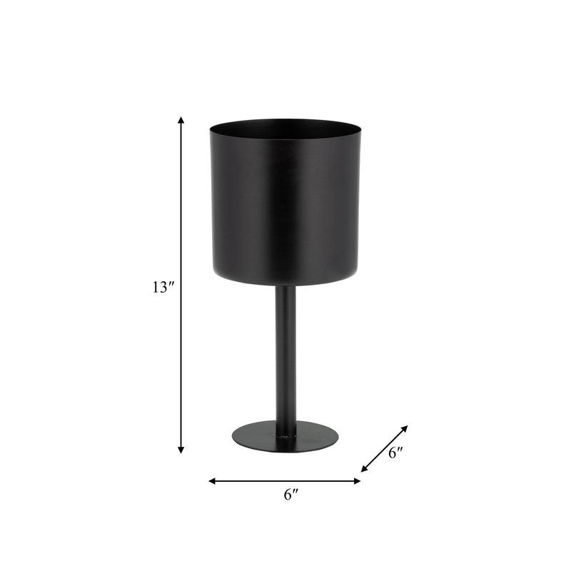 Ec Metal,6",flat Round Base Planter,black - Al Rugaib Furniture