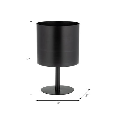 Ec Metal,8",flat Round Base Planter,black - Al Rugaib Furniture