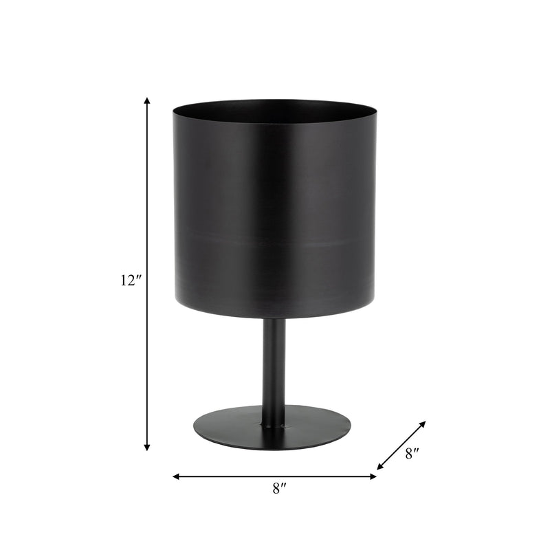 Ec Metal,8",flat Round Base Planter,black - Al Rugaib Furniture