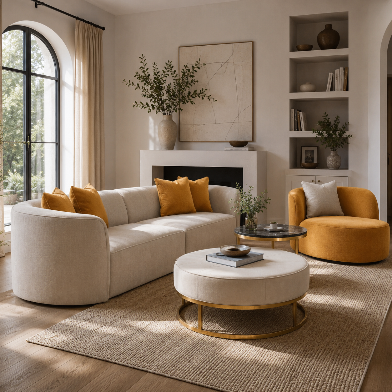 Dana Beige Living Room Set ( 4 Seater + Chair)